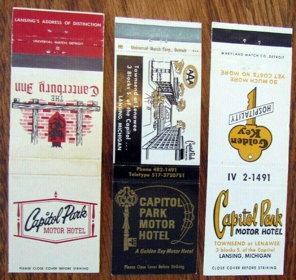 Capitol Park Motor Hotel - Matchbook (newer photo)